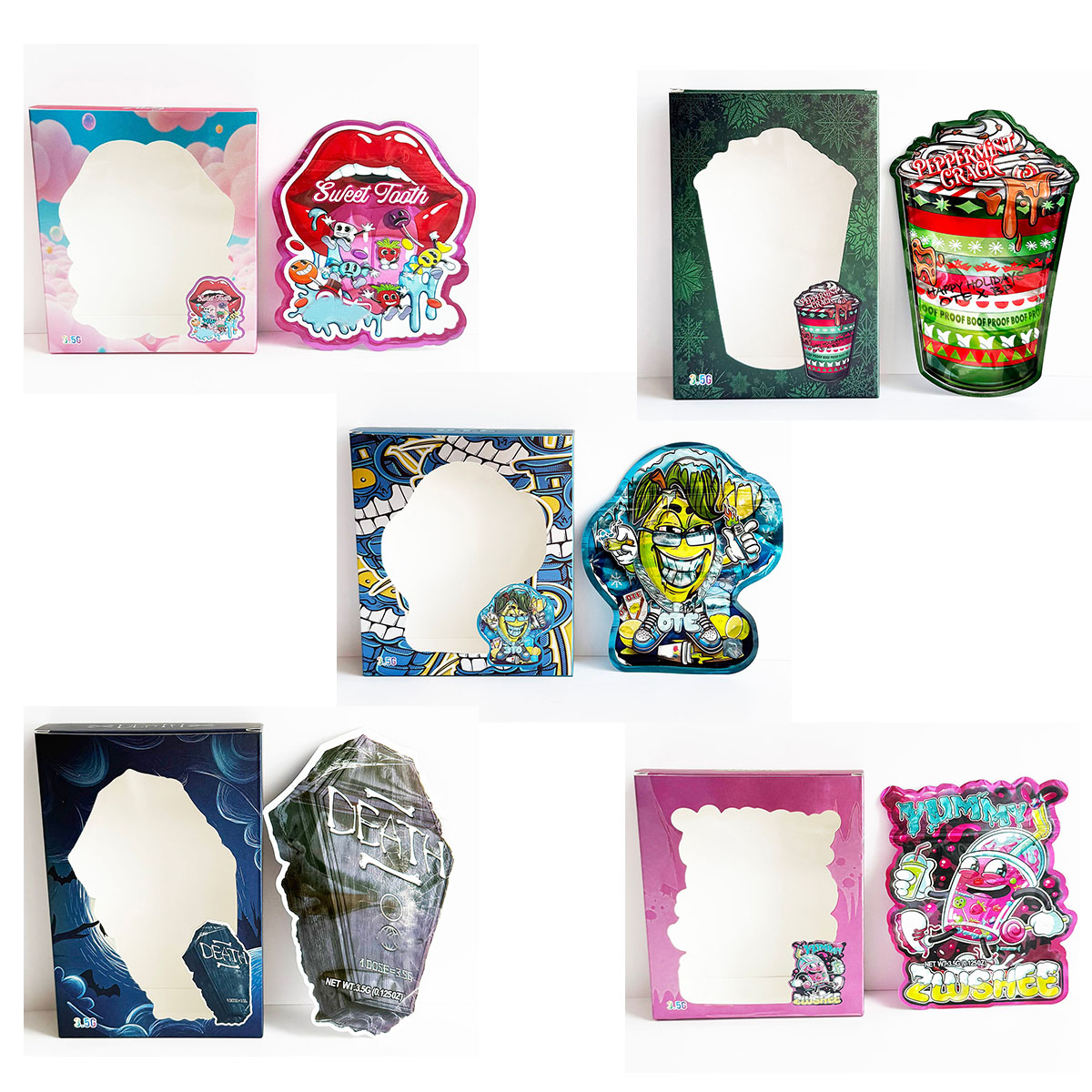 Food Pouch Reusable - 3.5g Kotak Kemasan Display Bentuk Khusus