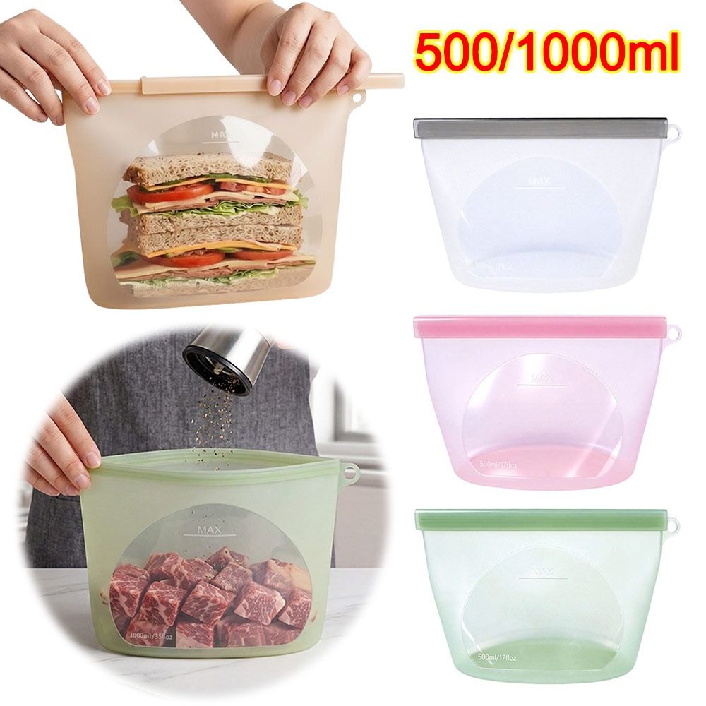 Food Pouch Reusable - Kantong Penyimpanan Makanan Silikon Anti Lembab,