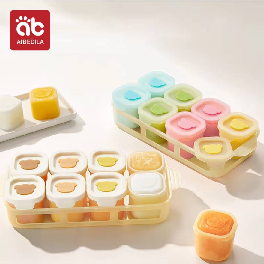 Baby Food Glass Containers - AIBEDILA Baki Silikon untuk Makanan Bayi,