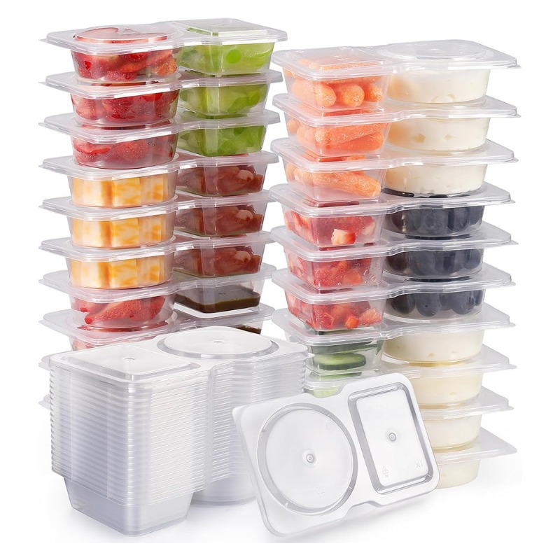 Snack Container Travel - 5/10/20/40 Buah Wadah Bumbu Kompartemen Ganda