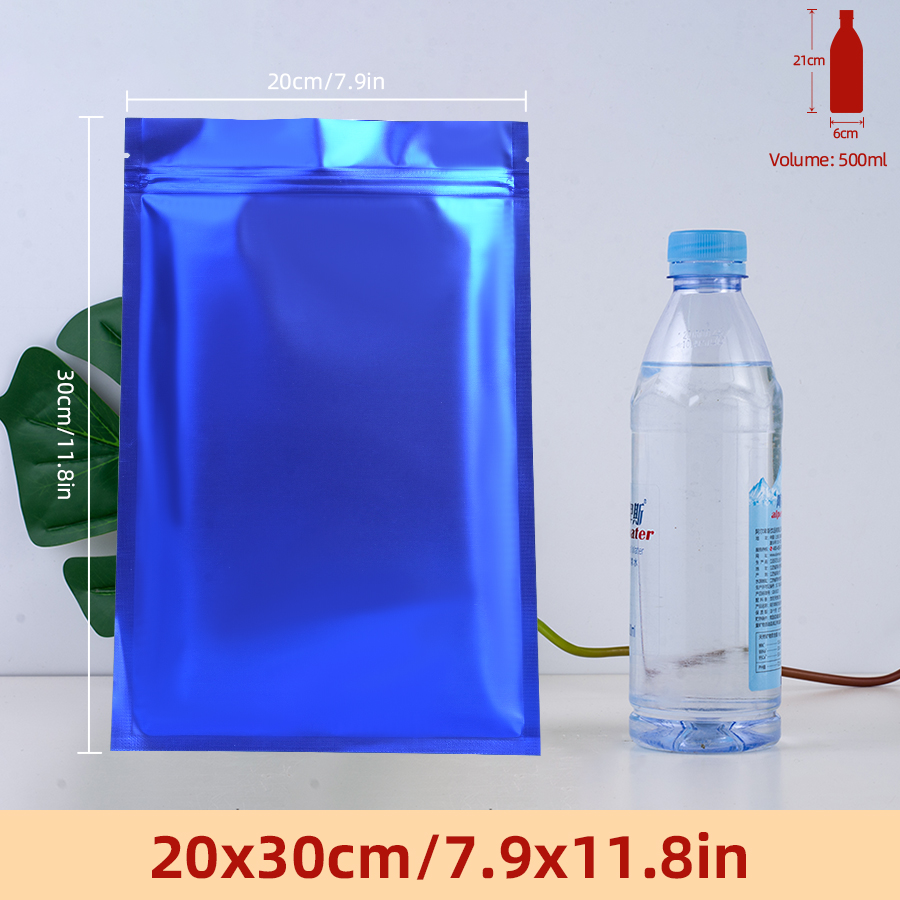 Food Pouch Reusable - 100 Buah Kantong Ritsleting Foil Biru